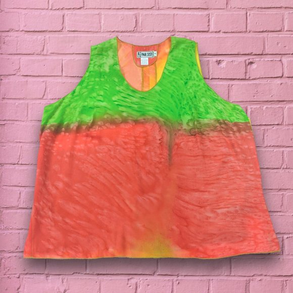 Paul Sisto Bold Colorful Green / Yellow / Red Three Piece Blouse & Pant Set - Picture 2 of 15